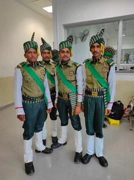 India Security Guard Pared Uniforms Ceremonials Dress Taking Photos Wearing Stock Photos