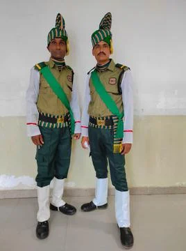 India Security Guard Pared Uniforms Ceremonials Dress Taking Photos Wearing Stock Photos