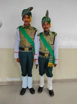 India Security Guard Pared Uniforms Ceremonials Dress Taking Photos Wearing Stock Photos