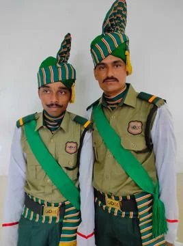 India Security Guard Pared Uniforms Ceremonials Dress Taking Photos Wearing Stock Photos