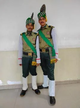 India Security Guard Pared Uniforms Ceremonials Dress Taking Photos Wearing Stock Photos