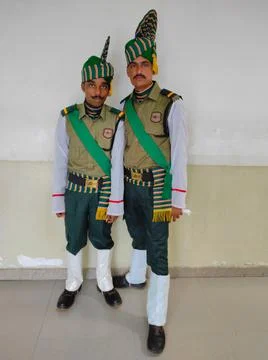 India Security Guard Pared Uniforms Ceremonials Dress Taking Photos Wearing Stock Photos