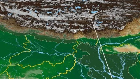 India - Sikkim outlined on physical map 스톡 일러스트