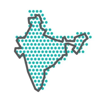 India simple outline map with green halftone dot pattern Stockillustratie