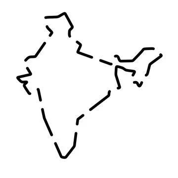 India simplified broken outline vector map Stock Illustration