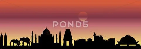 India skyline Stock Illustration