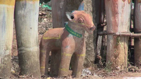 India small clay horse Stock Footage 24005968