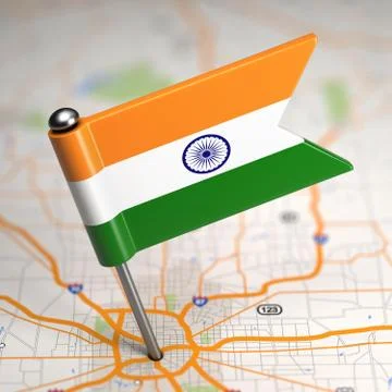 India Small Flag on a Map Background. Stock Illustration