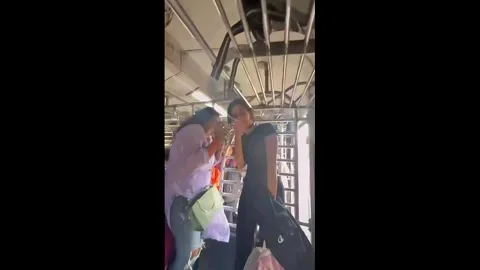 India: Small skink causes commotion on women's train coach in Khopoli, In... Stock Footage 340660676