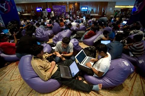 India-software Engineers Take Part in the 24-hours Uninterrupted - Aug 2012 Stock Photos