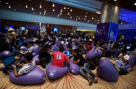 India-software Engineers Take Part in the 24-hours Uninterrupted - Aug 2012 Stock Photos