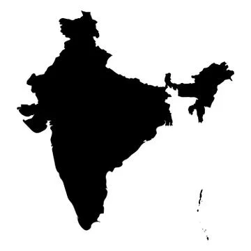 India - solid black silhouette map of country area. Simple flat vector 스톡 일러스트