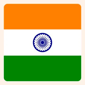 India square flag button, social media communication sign, business icon. Stock Illustration