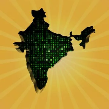 India sunburst map with hex code illustration Stock Illustration