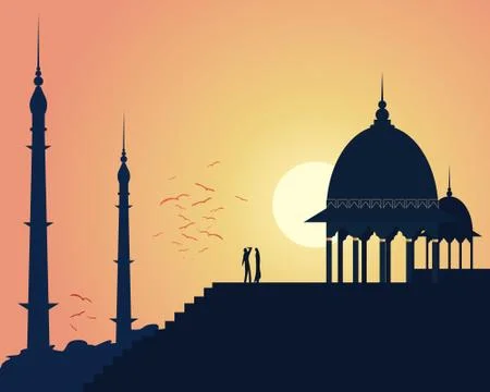 India sunset Stock Illustration