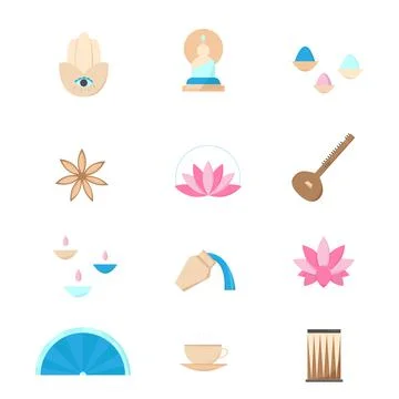 India Symbols , Flat design Stock Illustration
