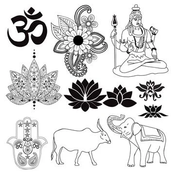 India symbols set. Stock Illustration