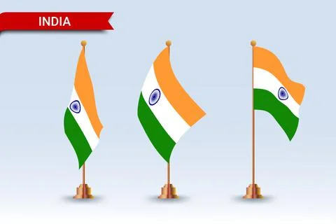 India table flag set with different styles Stock Illustration