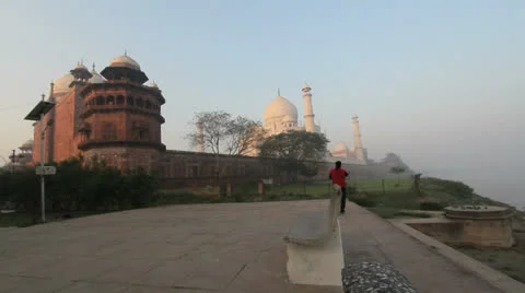 India Taj complex at dawn Stock Footage 24652280