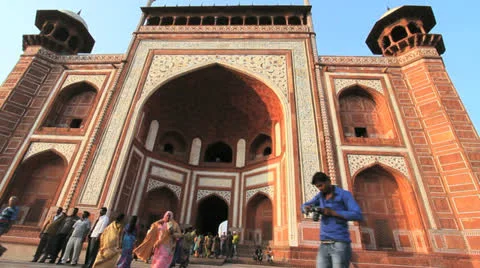 India Taj Mahal complex main gate Stock Footage 24653660