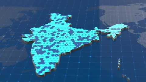 India Technology Security Map With Hexagonal Digital Overlay Stock Footage 310946005