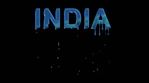 India text with liquid drops effect on plain black background Stock Footage 337489135