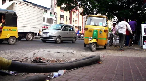India traffic glider slow motion Stock Footage 63557233