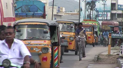 India traffic rickshaw Stock Footage 45651903