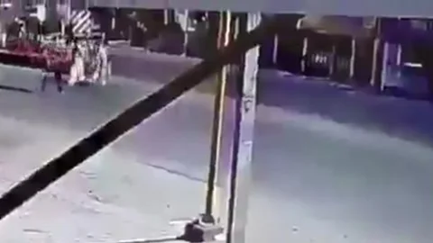 India: Tragic roadside collision as reckless car mows down five pedestria... Stock Footage 320823699