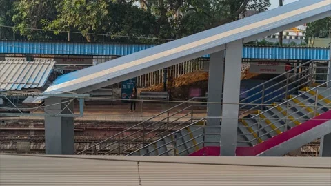 India train station Mumbai timelapse hyper lapse 4k panoramic, Maharashtra  Stock Footage 233023341