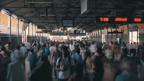 India Train Station Timelapse rush hour Stock Footage 113321873