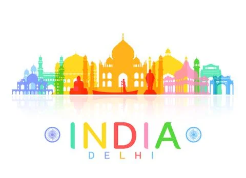 India Travel Landmarks. Stock Illustration