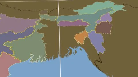India - Tripura outlined on solid map Illustrazione stock