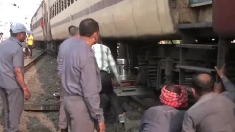 India: Two coaches along with parcel van derail in India, passengers unharme... Stock Footage 289049919