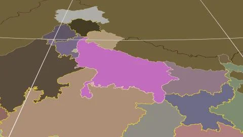 India - Uttar-Pradesh outlined on solid map 스톡 일러스트