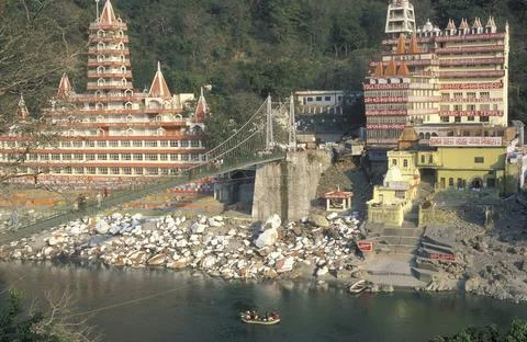 INDIA UTTARAKHAND RISHIKESH ASHRAM MONASTERY Stock Photos