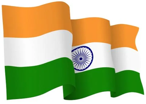 India vector flag isolated on white. Stock Illustration