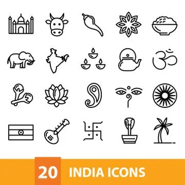 India vector icons collection Stock Illustration