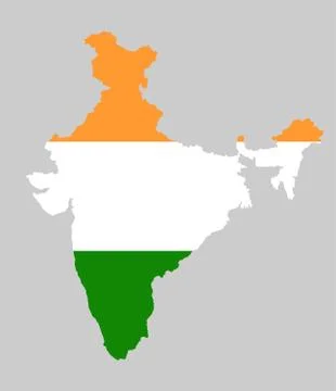 India vector map silhouette, and vector flag over India map Ilustração Stock