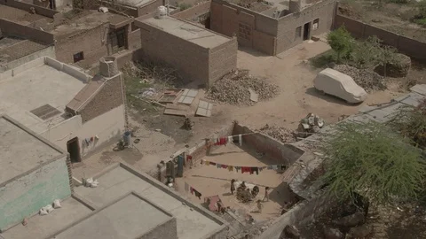 India village aerial view 4k drone ungraded/flat Video stock 107745858