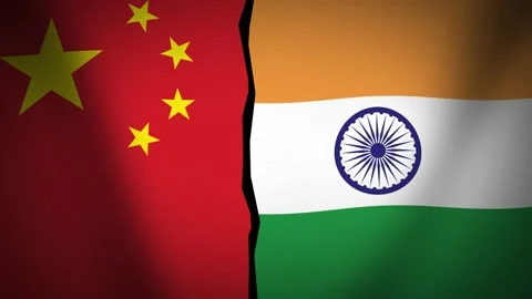 India Vs China conflict concept flags an... | Stock Video | Pond5