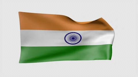 India Waving Flag Transparent Alpha Stock Footage 274432688