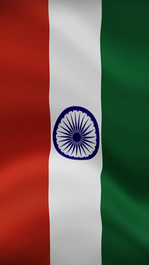 India Waving Flag in Vertical Orientation – Realistic Loop Animation Stock Footage 294947942