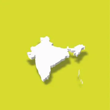 India - white 3D silhouette map of country area with dropped shadow on green Stock Illustration
