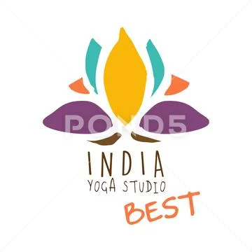 India yoga studio, best logo. Colorful hand drawn vector illustration Stock Illustration