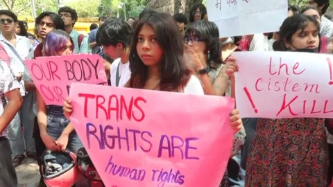 Indian activists protest transgender amendment bill in Delhi, INDIA, IN - 26 Mar Video stock 331516842