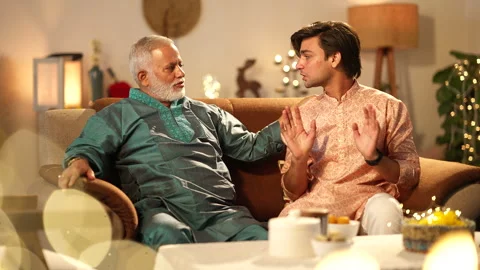 Indian aged man join hands front of camera on the white background Vídeo Stock 252587106