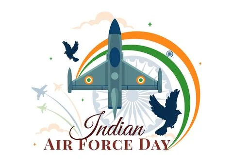 Indian Air Force Day Vector Illustration on 8th October, featuring a Waving.. 스톡 일러스트