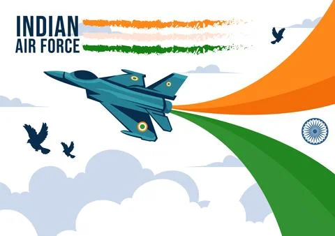 Indian Air Force Day Vector Illustration on 8th October, featuring a Waving.. 스톡 일러스트