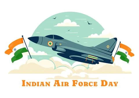 Indian Air Force Day Vector Illustration on 8th October, featuring a Waving.. Stock Illustration